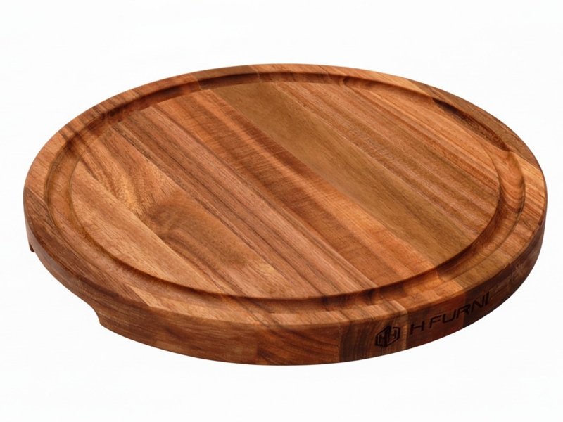 Elegant round acacia wood cutting board